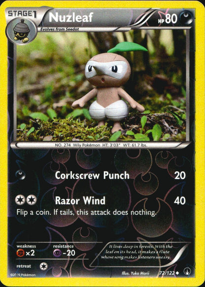 Nuzleaf 72/122 Uncommon BREAKpoint Pokemon Reverse Holo Near Mint