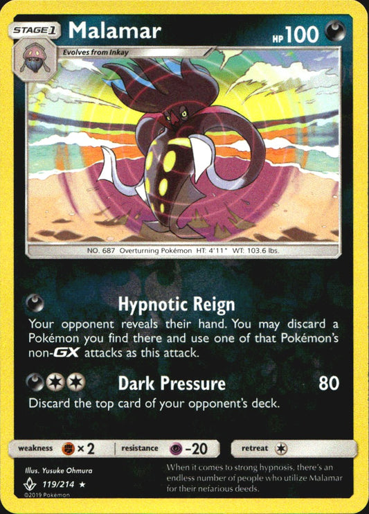 Malamar 119/214 Unbroken Bonds Pokemon Reverse Holo Near Mint