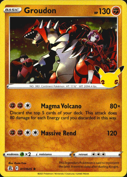 Groudon 017/025 Rare Celebrations Pokemon Near Mint