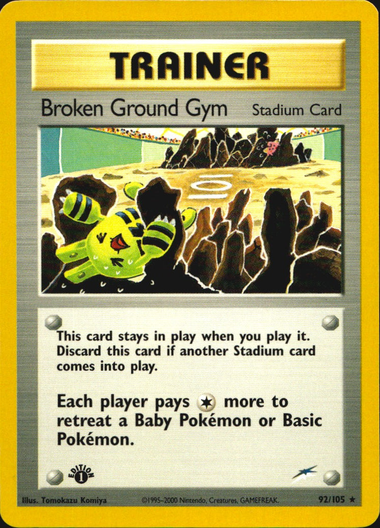 Broken Ground Gym 92/105 Rare Neo Destiny Pokemon 1st Edition Near Mint