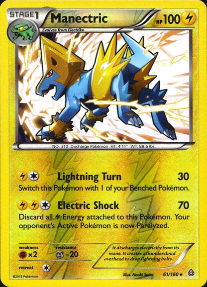 Manectric 61/160 Primal Clash Pokemon Reverse Holo Near Mint