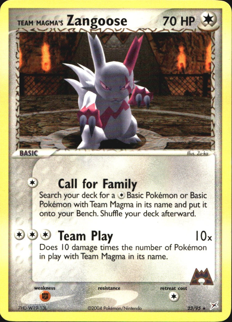 Team Magma's Zangoose 23/95 Rare Team Magma vs Team Aqua Pokemon Near Mint
