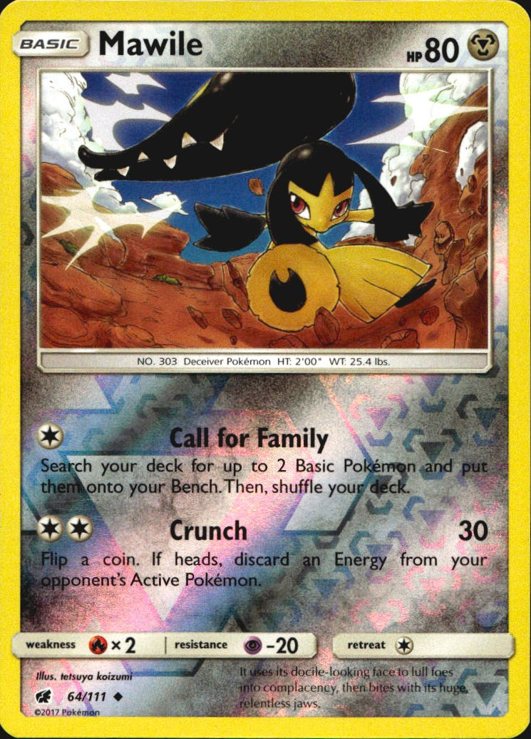 Mawile 64/111 Uncommon Crimson Invasion Pokemon Reverse Holo Near Mint