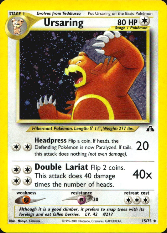 Ursaring 15/75 Holo Rare Neo Discovery Pokemon Near Mint