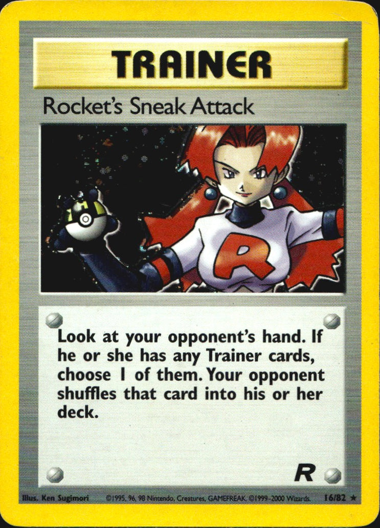 Rocket's Sneak Attack 16/82 Holo Rare Team Rocket Pokemon Moderately Played