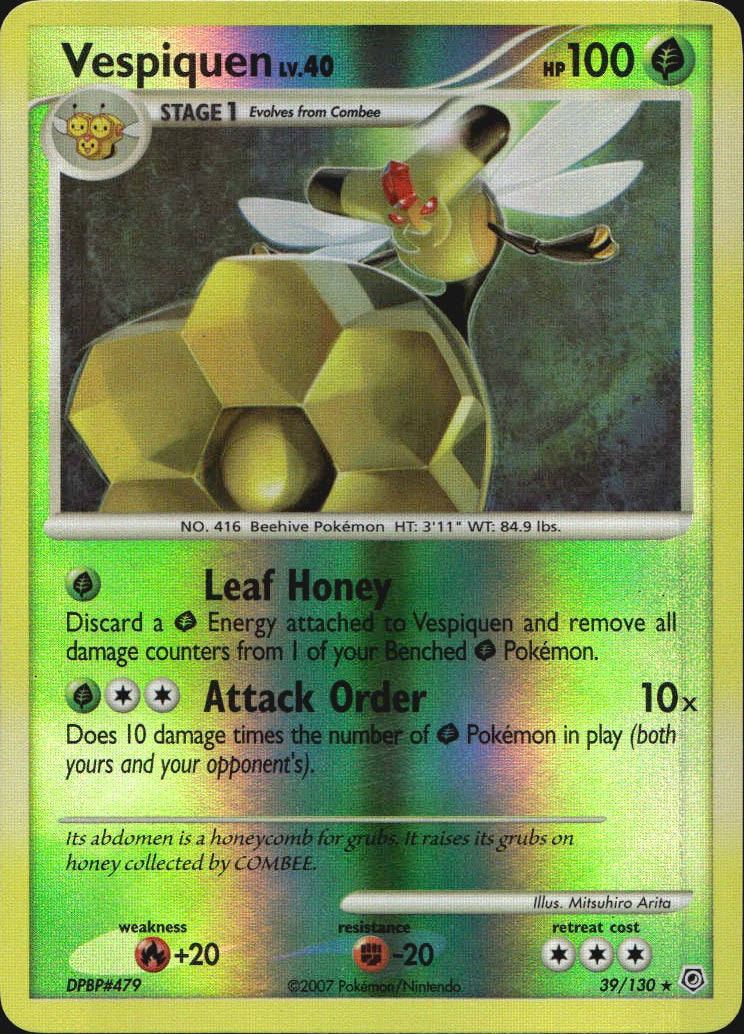 Vespiquen 39/130 Rare Diamond & Pearl Pokemon Reverse Holo Near Mint