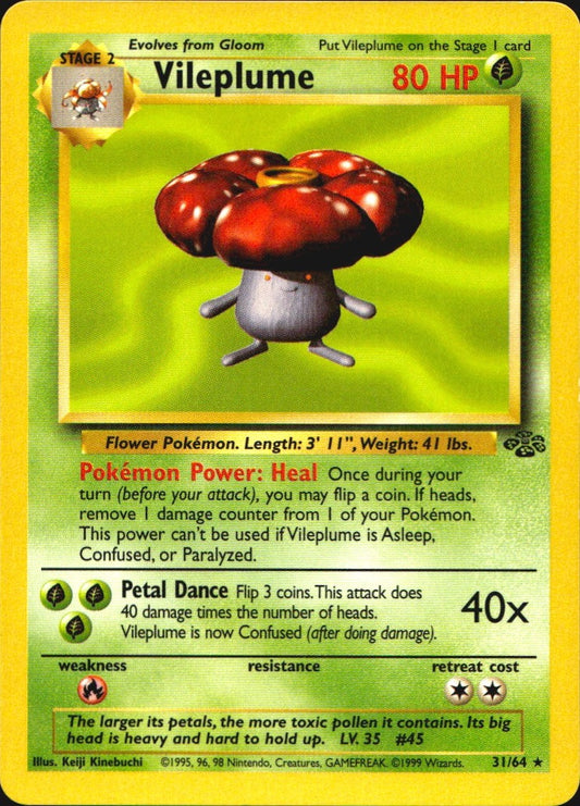 Vileplume 31/64 Rare Jungle Pokemon Near Mint