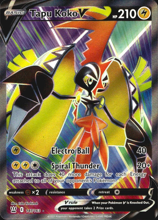 Tapu Koko V 147/163 Ultra Rare Battle Styles Near Mint