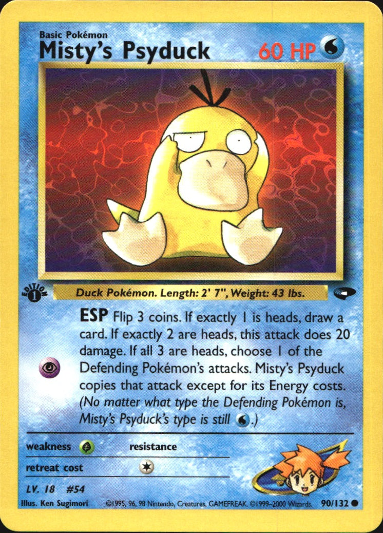 Misty's Psyduck 90/132 Common Gym Challenge Pokemon 1st Edition Near Mint