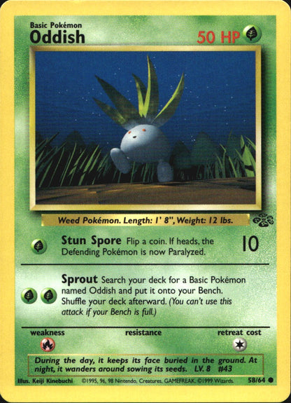 Oddish 58/64 Common Jungle Pokemon Near Mint