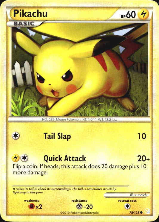 Pikachu 78/123 Common HeartGold & SoulSilver Pokemon Near Mint