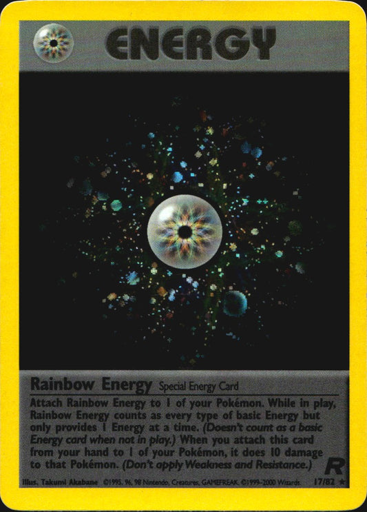 Rainbow Energy 17/82 Holo Rare Team Rocket Pokemon Moderately Played