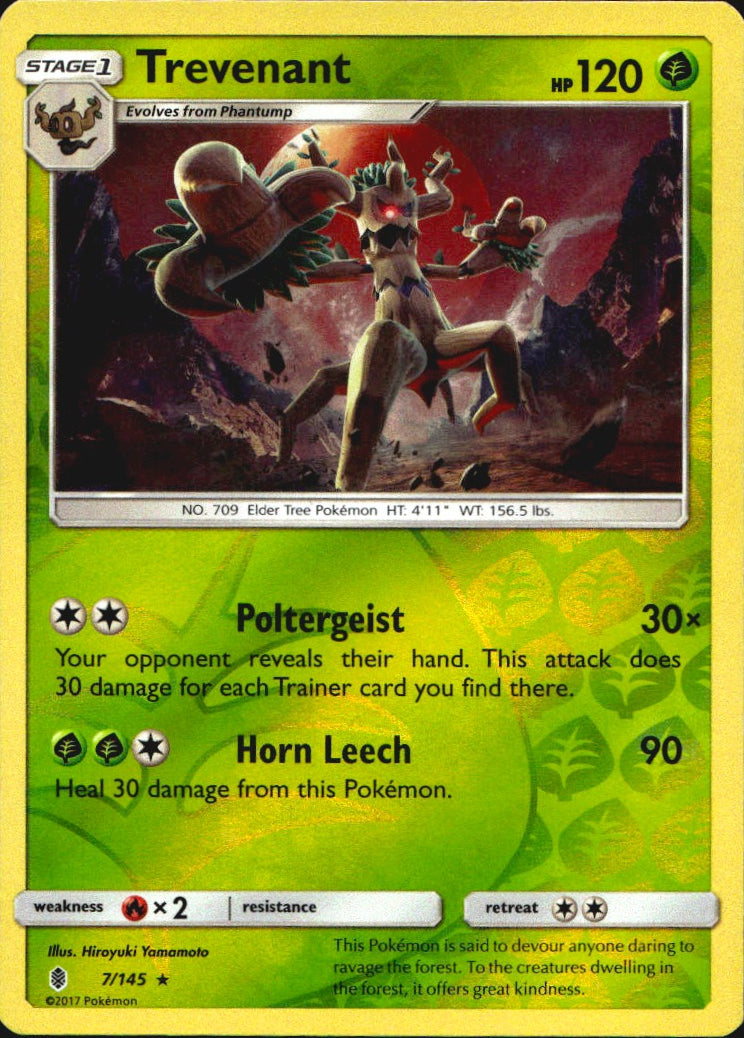 Trevenant 7/145 Rare Guardians Rising Pokemon Reverse Holo Near Mint
