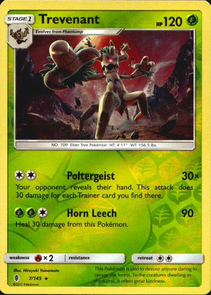 Trevenant 7/145 Rare Guardians Rising Pokemon Reverse Holo Near Mint