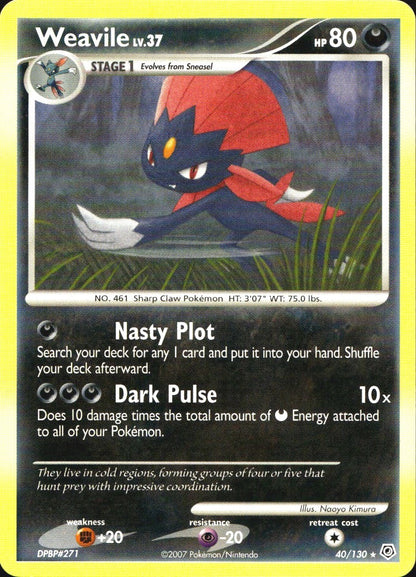 Weavile 40/130 Rare Diamond & Pearl Pokemon Near Mint