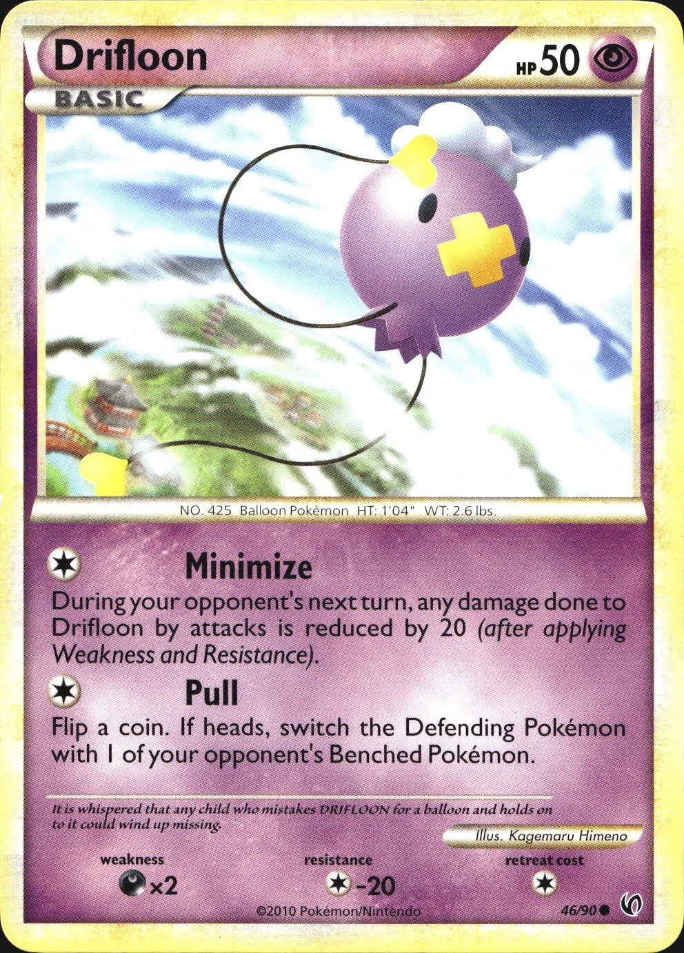 Drifloon 46/90 Common HGSS Undaunted Pokemon Near Mint