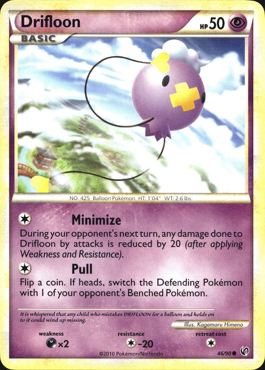 Drifloon 46/90 Common HGSS Undaunted Pokemon Near Mint