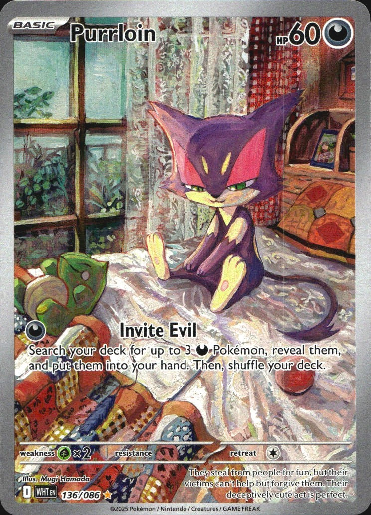 Purrloin 136/086 Illustration Rare White Flare Pokemon Near Mint