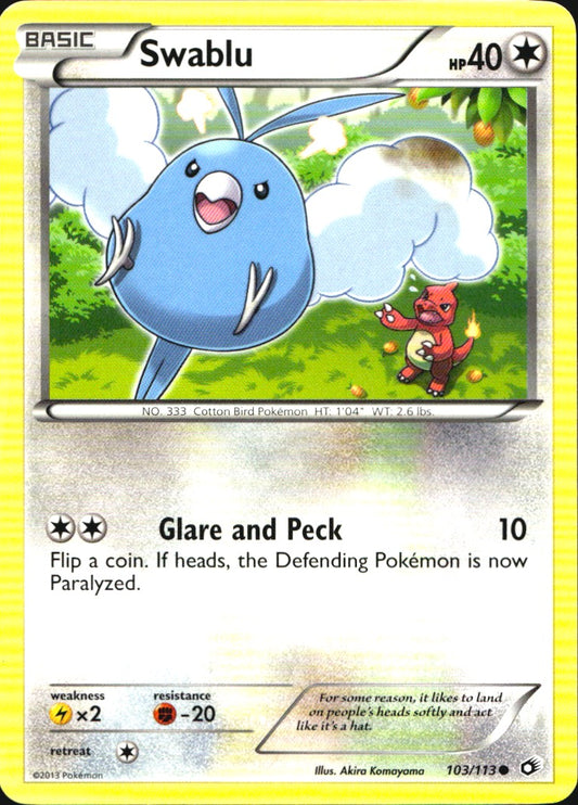 Swablu 103/113 Common Legendary Treasures Pokemon Near Mint