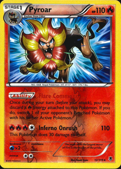 Pyroar 12/119 Rare Phantom Forces Pokemon Reverse Holo Near Mint