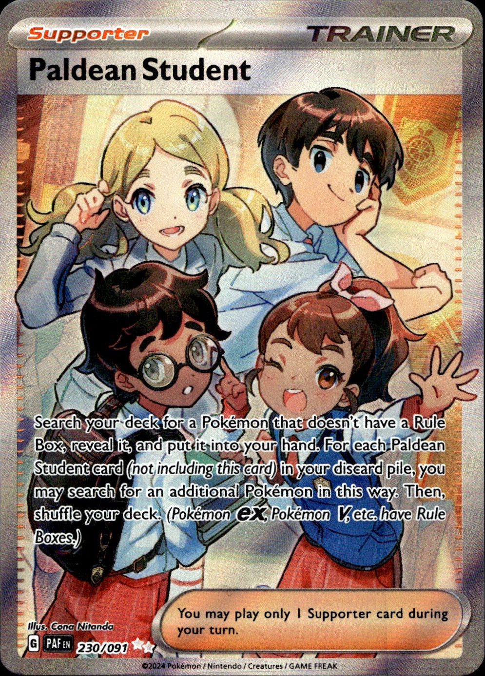 Paldean Student 230/091 Ultra Rare Paldean Fates Pokemon Near Mint