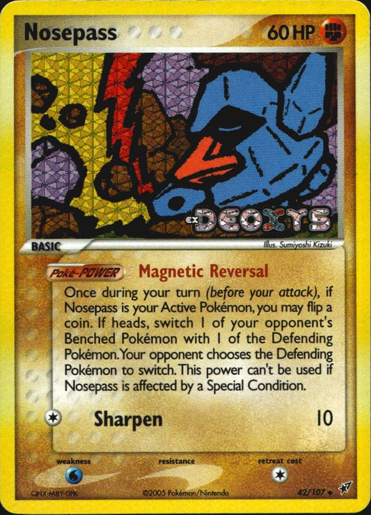 Nosepass 42/107 Uncommon Deoxys Pokemon Reverse Holo Near Mint