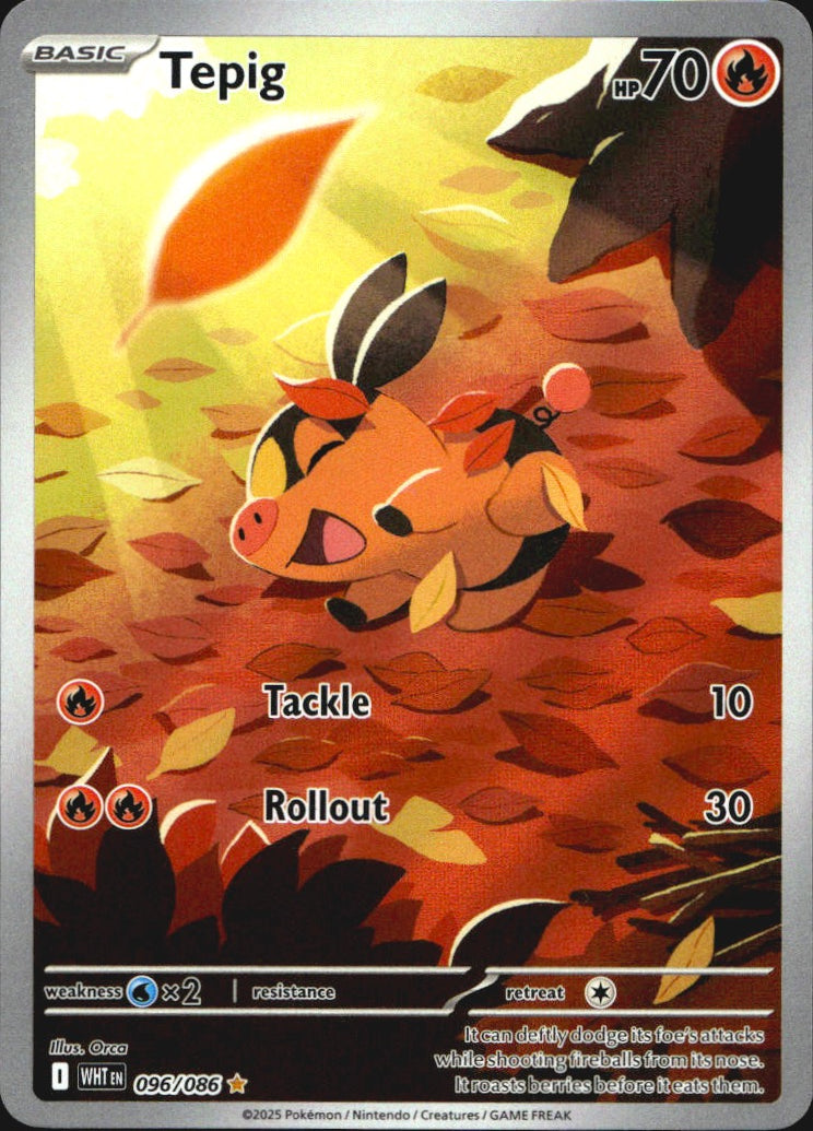 Tepig 096/086 Illustration Rare White Flare Pokemon Near Mint