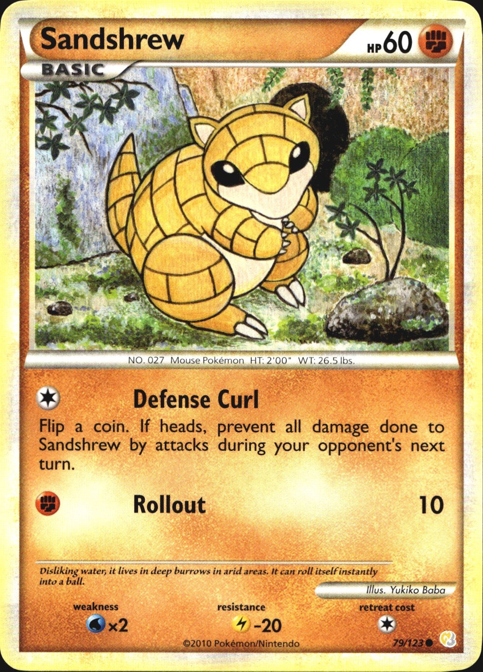 Sandshrew 79/123 Common HeartGold & SoulSilver Pokemon Near Mint