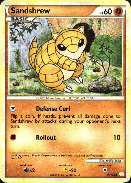 Sandshrew 79/123 Common HeartGold & SoulSilver Pokemon Near Mint