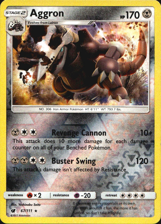 Aggron 67/111 Holo Rare Crimson Invasion Pokemon Reverse Holo Near Mint
