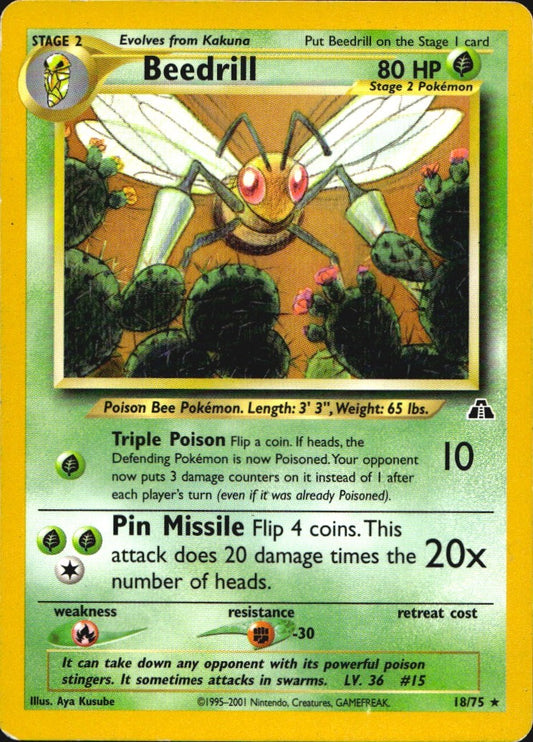 Beedrill 18/75 Rare Neo Discovery Pokemon Lightly Played