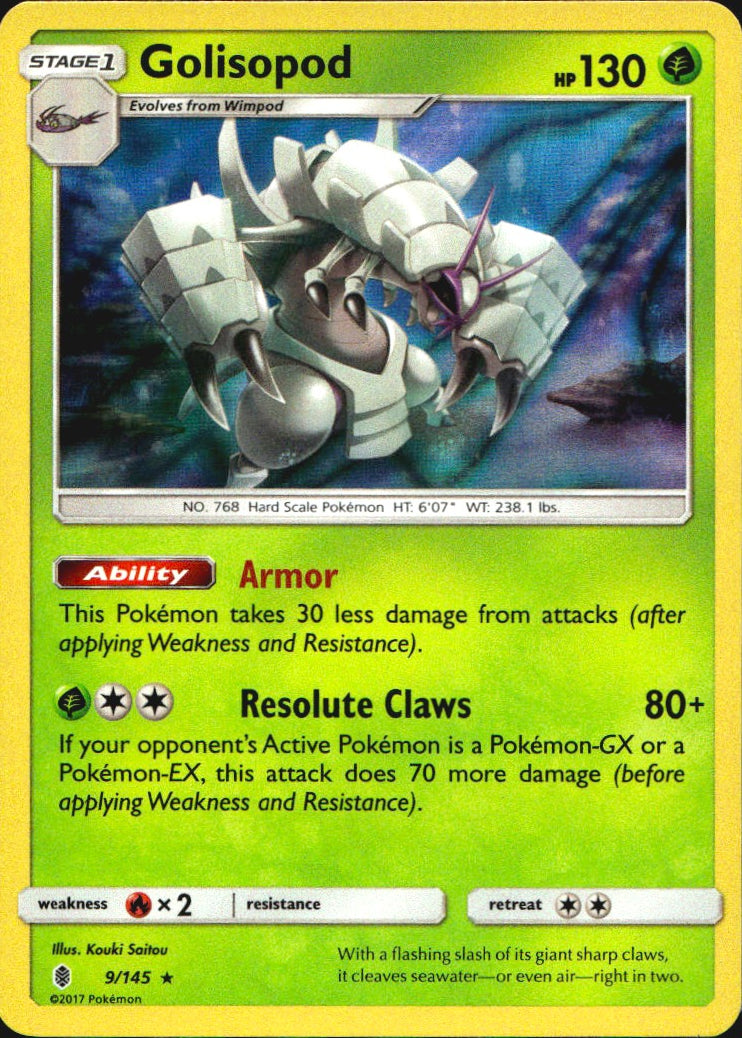 Golisopod 9/145 Holo Rare Guardians Rising Pokemon Near Mint