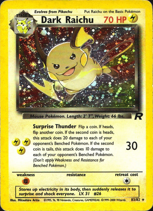 Dark Raichu 83/82 Secret Rare Team Rocket Pokemon Heavily Played