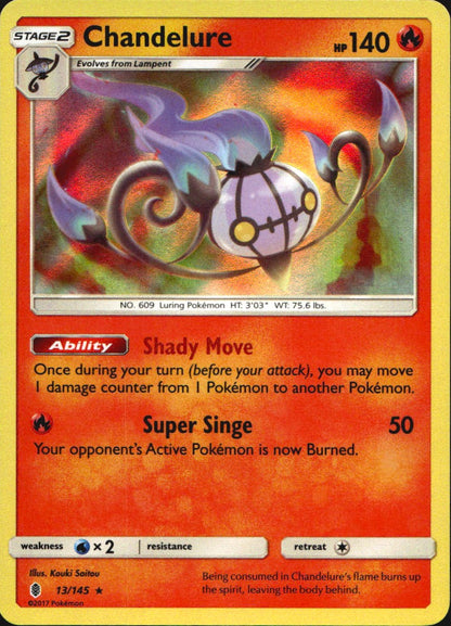 Chandelure 13/145 Holo Rare Guardians Rising Pokemon Near Mint
