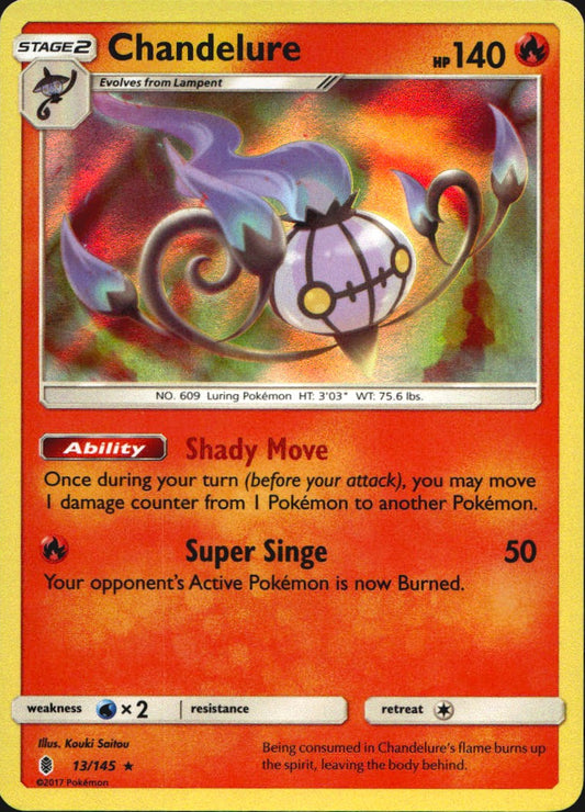 Chandelure 13/145 Holo Rare Guardians Rising Pokemon Near Mint
