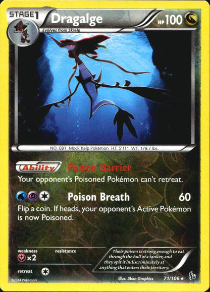 Dragalge 71/106 Rare Flashfire Pokemon Reverse Holo Near Mint