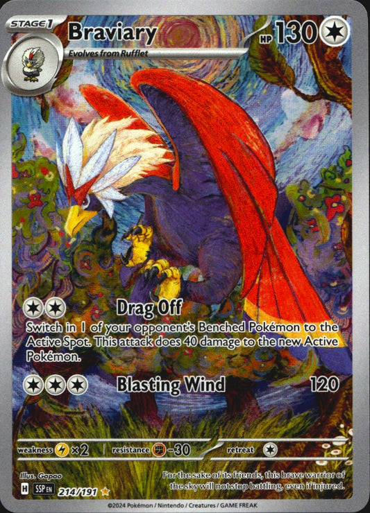 Braviary 214/191 Illustration Rare Surging Sparks Pokemon Near Mint