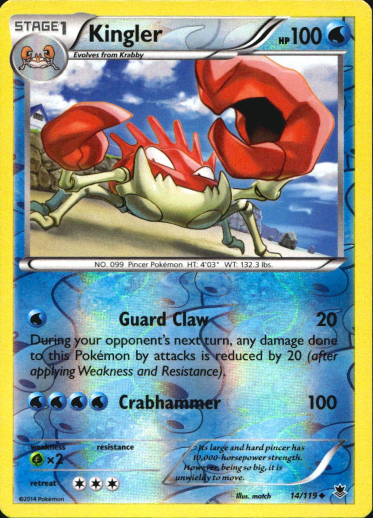 Kingler 14/119 Uncommon Phantom Forces Pokemon Reverse Holo Near Mint