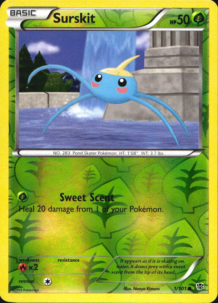 Surskit 1/101 Common Plasma Blast Pokemon Reverse Holo Near Mint