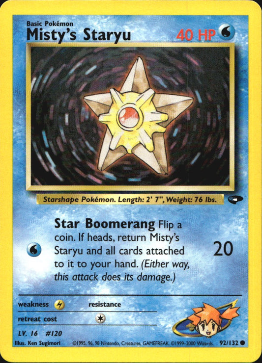 Misty's Staryu 92/132 Common Gym Challenge Pokemon Near Mint