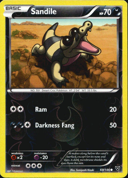 Sandile 69/146 Common XY Pokemon Reverse Holo Near Mint