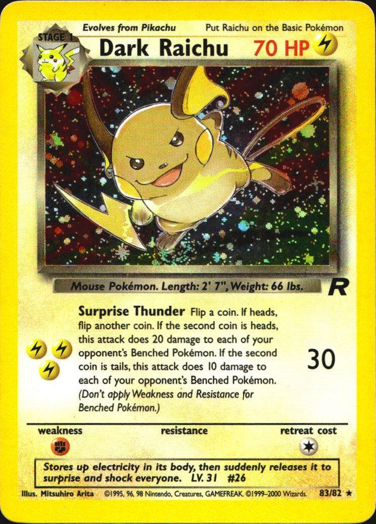 Dark Raichu 83/82 Secret Rare Team Rocket Pokemon Near Mint