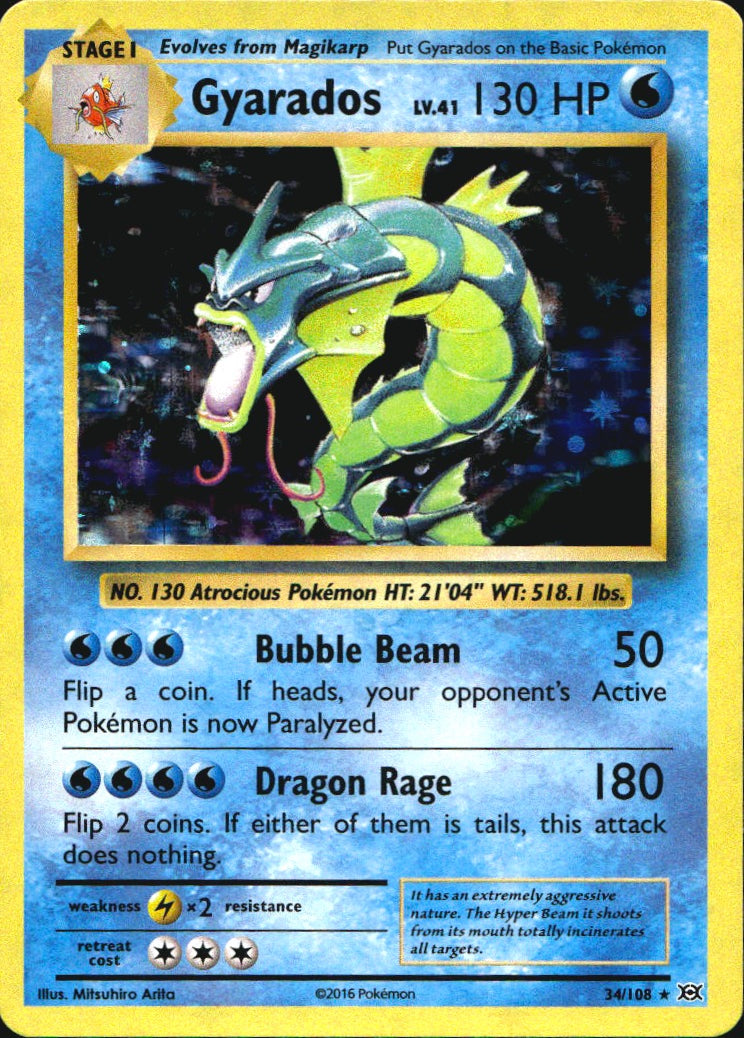 Gyarados 34/108 Holo Rare Evolutions Pokemon Near Mint