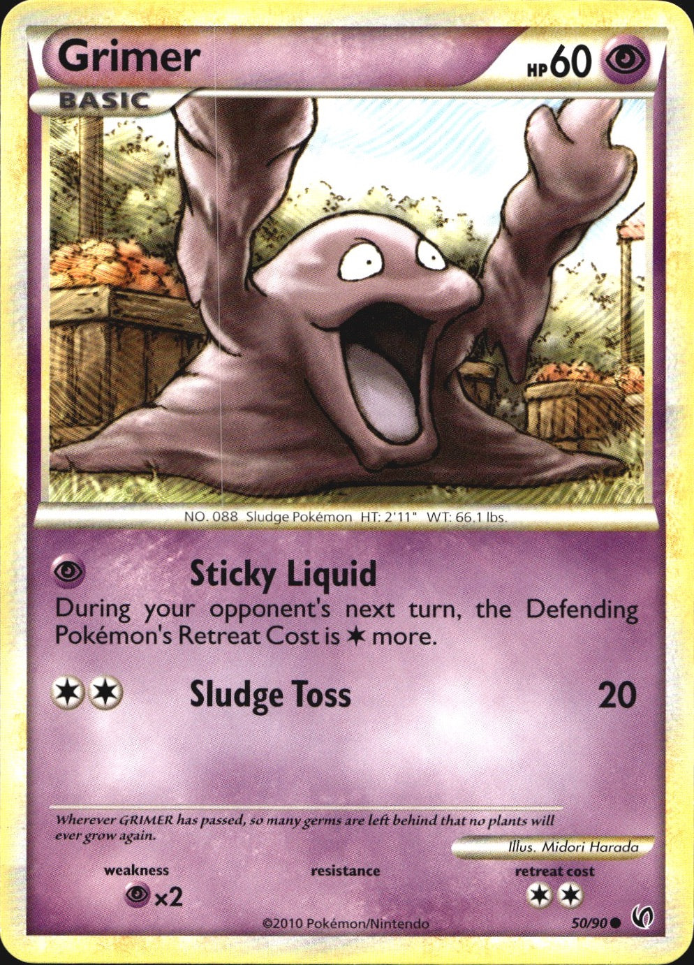 Grimer 50/90 Common HGSS Undaunted Pokemon Near Mint