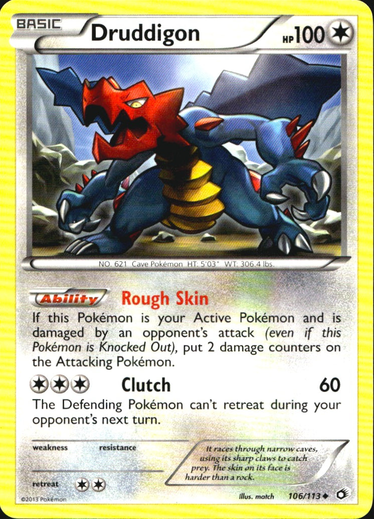 Druddigon 106/113 Uncommon Legendary Treasures Pokemon Near Mint