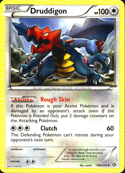 Druddigon 106/113 Uncommon Legendary Treasures Pokemon Near Mint