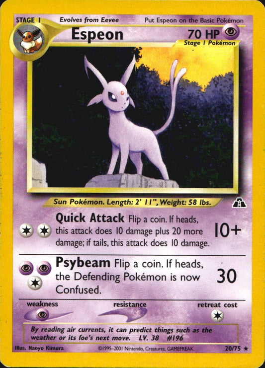 Espeon 20/75 Rare Neo Discovery Pokemon Moderately Played