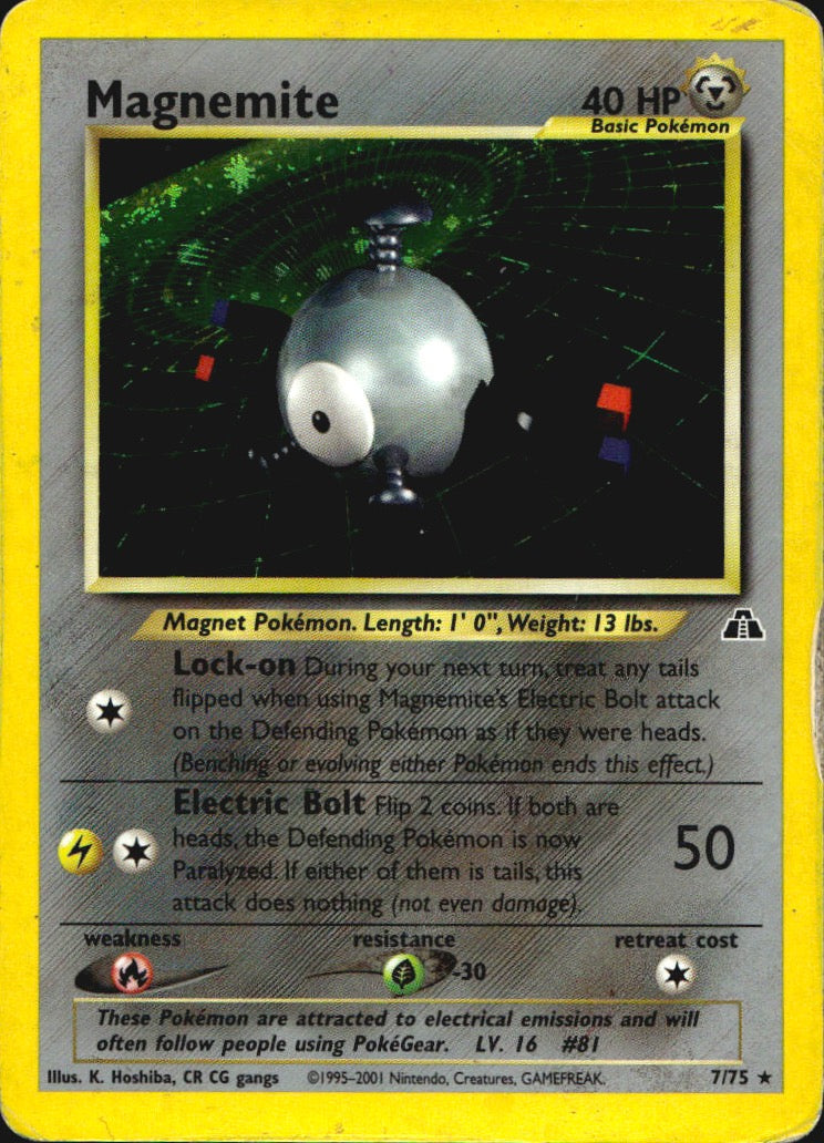 Magnemite 7/75 Holo Rare Neo Discovery Pokemon Heavily Played