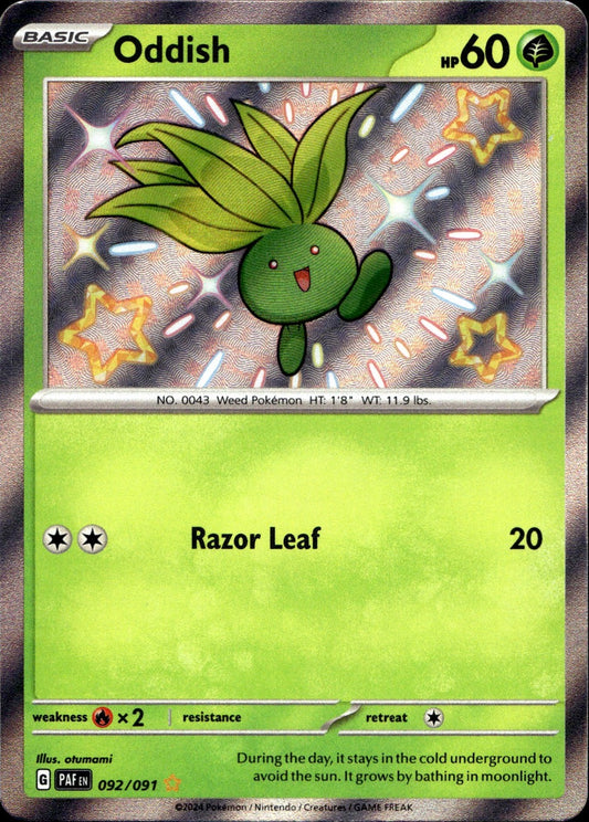 Oddish 092/091 Shiny Rare Paldean Fates Pokemon Near Mint