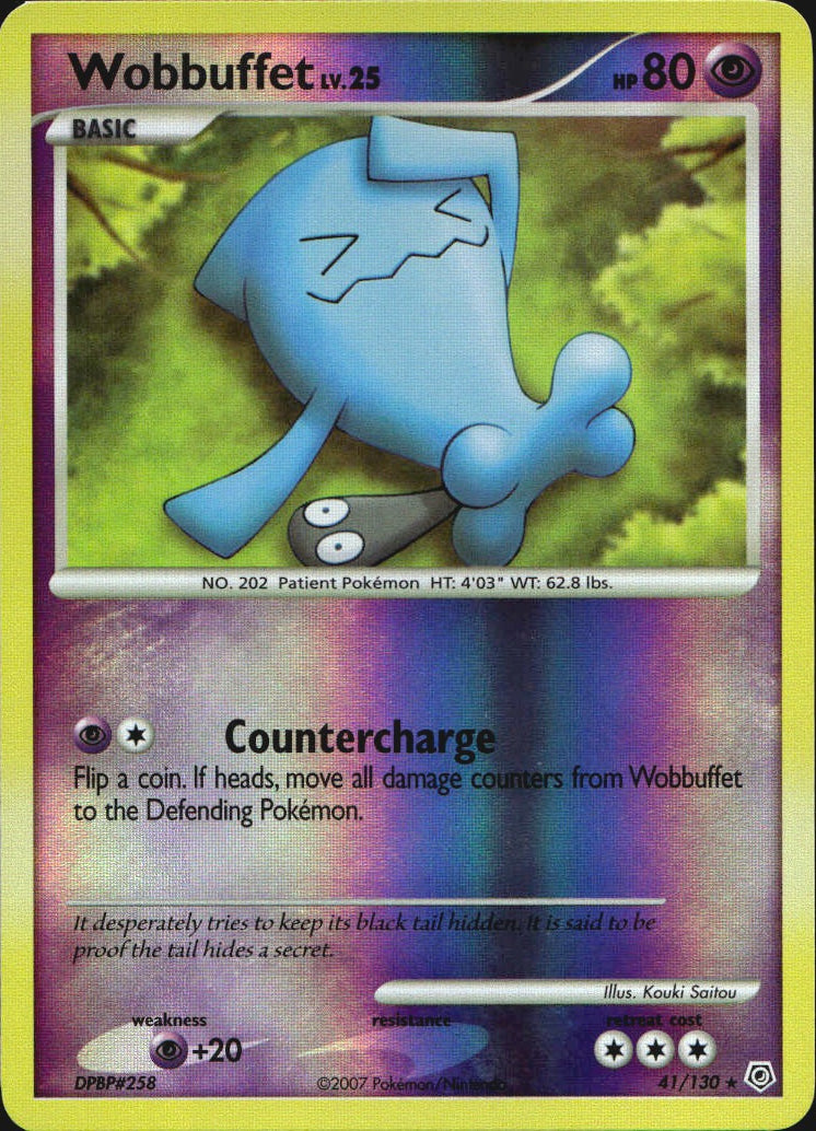 Wobbuffet 41/130 Rare Diamond & Pearl Pokemon Reverse Holo Near Mint